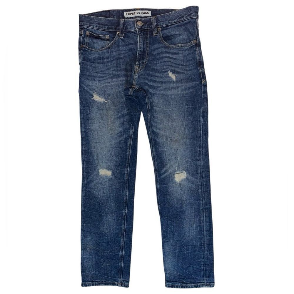 Express Men's Rocco Slim Fit Skinny Leg Distressed Denim | Size 30x30